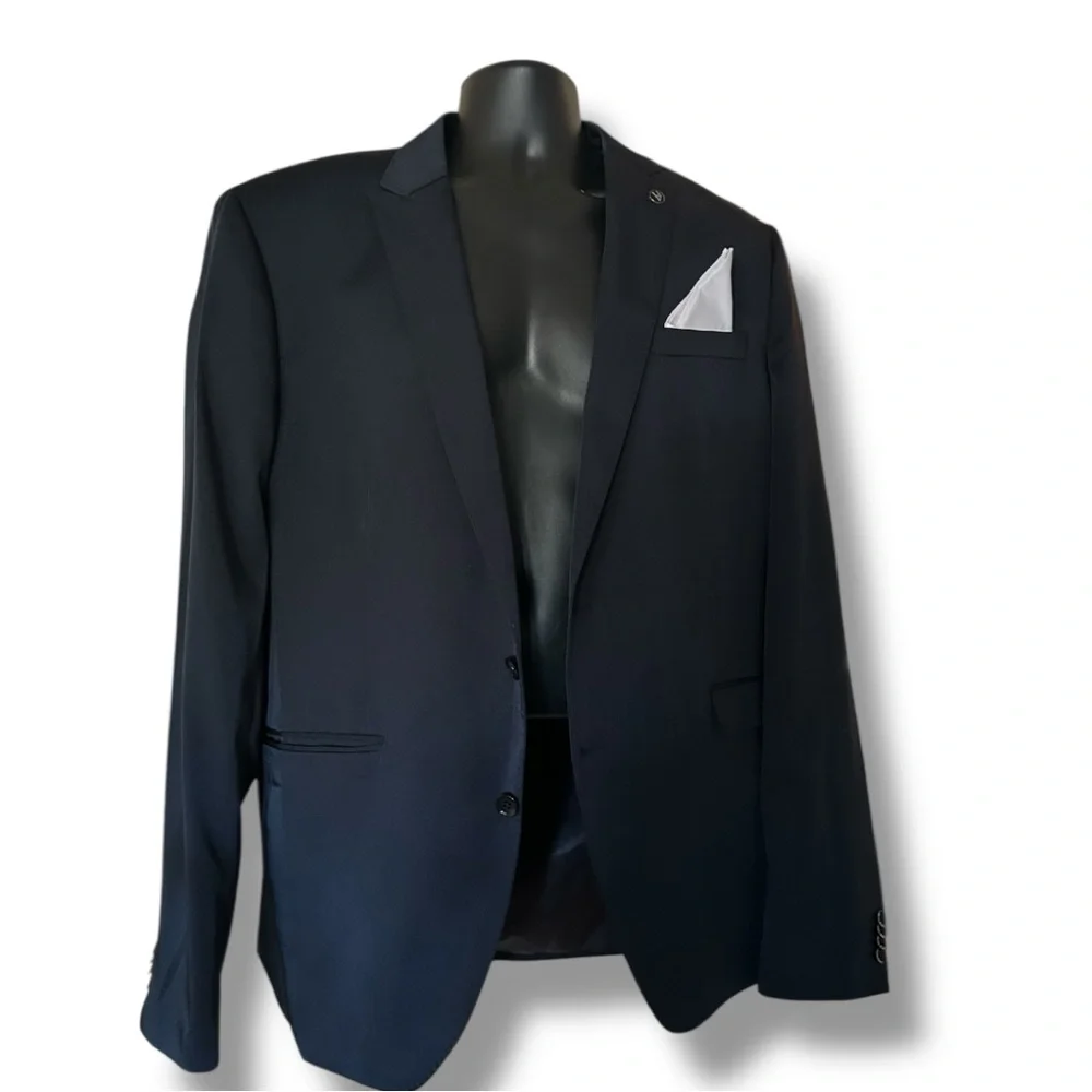 BRUNO BANANI MENS NAVY SPORT COAT Two-Button Blazer